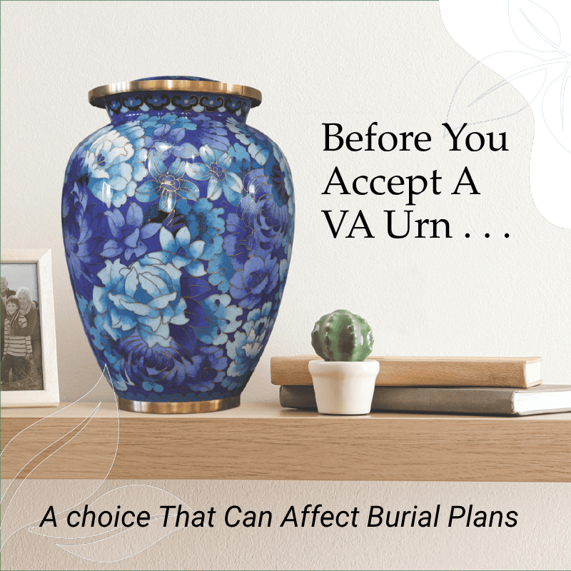 Blue Urn on Bookshelf_ Before You Accept a VA Urn